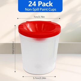 24PCS No Spill Paint Cups with Lids for Kids – Durable Plastic Paint Water Cup Set in 4 Colors, Reusable & Spill Proof for Classroom, Crafts, and Painting Projects