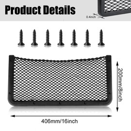 2 Pieces Large ABS Plastic Frame Automotive Cargo Nets Car Net Pocket Phone Car Mesh Net Holder RV Storage Boat Cargo Pocket Organizer Framed Mesh Net Pocket with Screws for Auto RV Net(16 x 8 Inch)