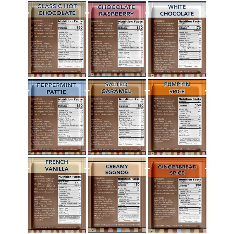 Double Donut Flavored Hot Chocolate Packets Variety Pack, 9 Count