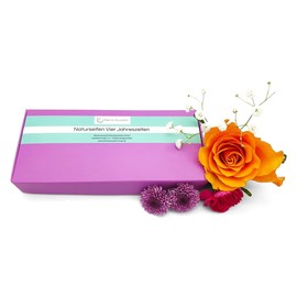 Kleine Auszeit Manufaktur, 4 Naturseifen Vier Jahreszeiten in der Geschenkbox, vegan, ohne Palmöl, handgemacht