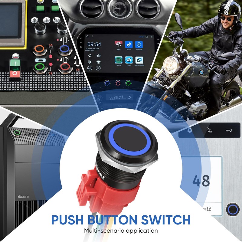 XINYIELE 22MM Latching 12V Push Button Switch On/Off,Waterproof with LED