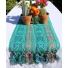 Del Mex Woven Rebozo Style Mexican Table Runner Scarf (Mint