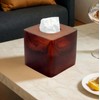 Smooth Tortoiseshell Finish Facial Tissue Box Cover - Brown Resin