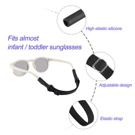 lvvfit Baby Glasses Straps(5-8inch)-Adjustable Glasses Strap Sports Sunglasses Eyeglasses Holder Straps for Toddler and Infant-Eyewear Retainers for Boys and Girls Age 0-3 years (4pcs B/G/W/B)