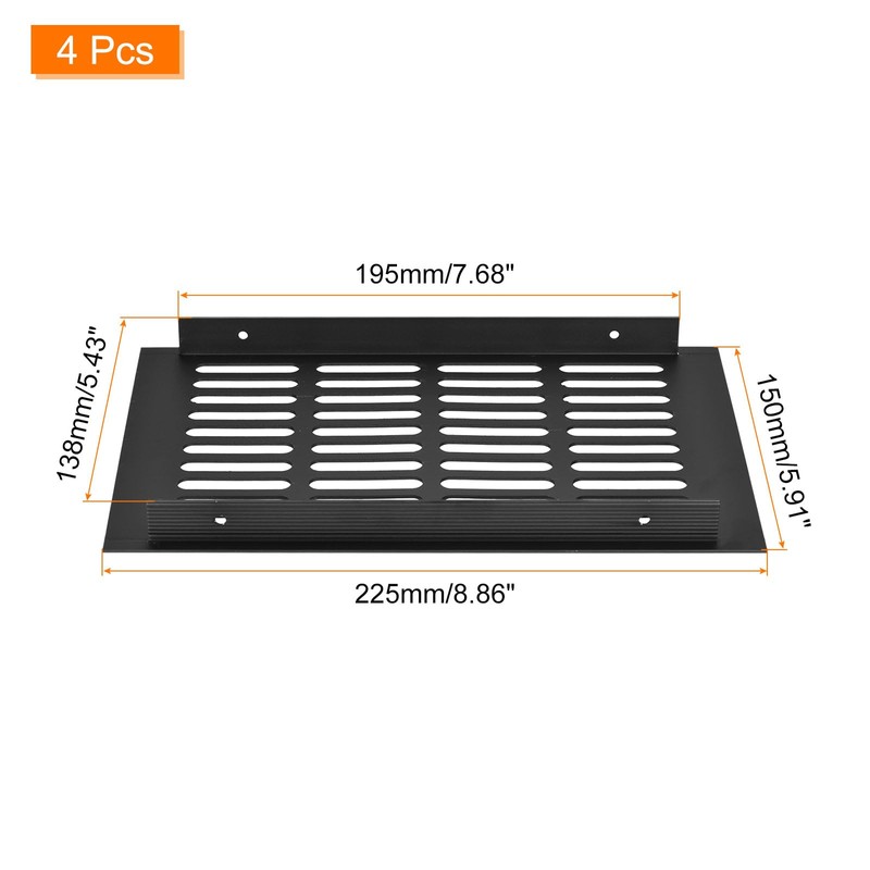 sourcing map 4pcs Rectangle Ventilation Grille Aluminum Alloy Mesh Air