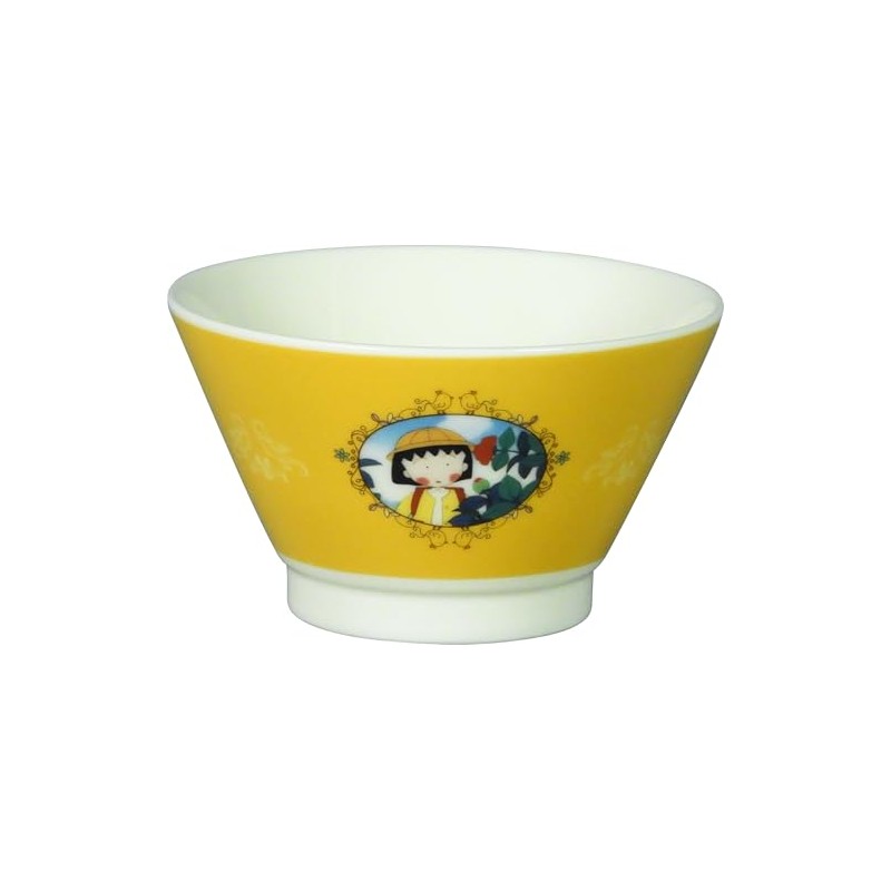 Chibi Maruko-chan CM41-351 35th Anniversary Ceramic Rice Bowl, Yellow, 12.2