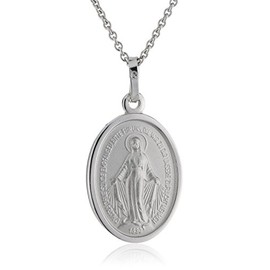 XAANA AMZ0317 Mila Pink Miraculous Madonna Pendant with Chain of 42-45cm 925 Sterling Silver, Sterling Silver