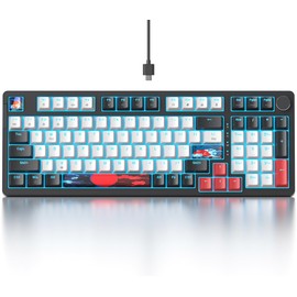 Fogruaden Wired Creamy Mechanical Keyboard with Number Pad, Hot Swappable RGB Gaming Keyboard with Knob, 98 Keys Full Layout, Custom Gasket Mount, Red Switch, Anti-Ghosting 96% Keyboard for Win/Mac