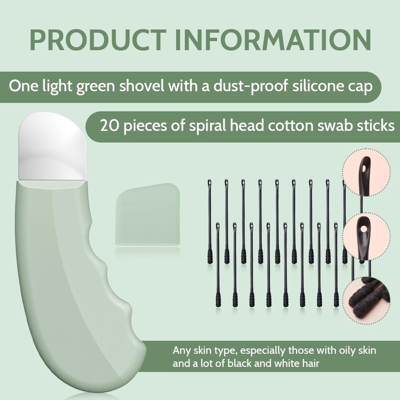 JEYORZY 1pcs Mitesserentferner Und 20 Wattestäbchen gegen Mitesser, Silikon-Nasen-Mitesserentferner Grüner