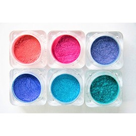 Mica Powder Pigment for Makeup - Lip Gloss Pigment Powder for Lipstick - Pigment Powder for Nails - Loose Mica Pigment Powder for Face & Body - Naked Cosmetics Tropical Indulgence Collection of 6