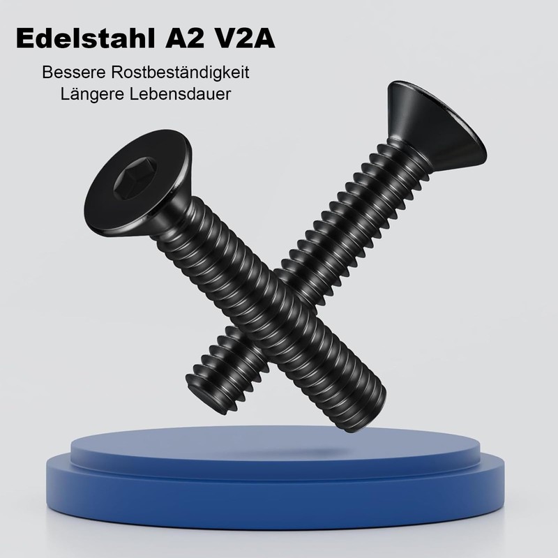 Zuyya Countersunk Screws M5 x 25 mm Hexagon Socket Drive
