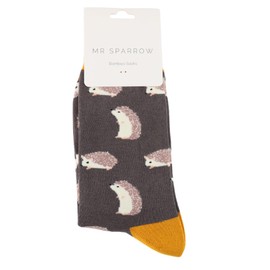 LilyRosa® Mens Hedgehog Socks Gents Boys Men Orange Mustard Bamboo Mix (Two Pairs)