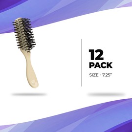 AMZ Medical Supply Cepillo de pelo de plástico de 18,4 cm. Paquete de 12 cepillos de pelo para adultos con cerdas de nailon con diseño ergonómico, cerdas largas para todo tipo de cabello