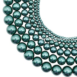 Ny6design Teal Green Glass Pearl Round Smooth Bead in 3mm 4mm 6mm 8mm 10mm 12mm 15" Strand Jewelry Making Supply Kit Bracelet Necklace DIY Jewelry Tool No.22 (4mm)