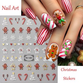 6Sheets Christmas Nail Art Stickers 3D Self Adhesive Xmas Nail Decals Cute Snowman Santa Claus Elk Bow Xmas Tree Design Christmas Nail Stickers Winter Snowflake Nail Supplies for Women Girls DIY Charm