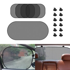 QBOONPT Foldable Car Rear Window Sunshade Protector with 4 Side Window Shades, Mesh Sun Shield Blocker with Suction Cups Blocks Sun, Glare and UV Rays, Essential Car Interior Accessories for Summer