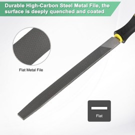 M METERXITY 4-Pack Flat Metal File 8 Inch, High Carbon Steel File Diamond File Hand File W PVC Grip Handle for Wood/Metal/Ceramic/Glass/Stone/Jewelry/Tile/Model/DIY/Sharpening File