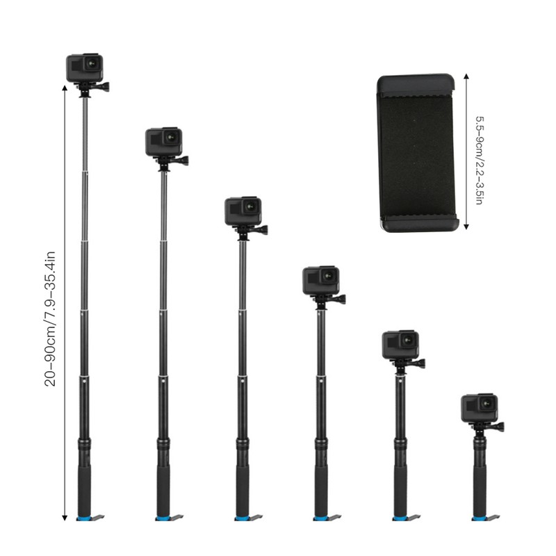 TELESIN Selfie Stick Telescopic Link Mini Tripod Mobile Phone Clip