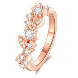 Boieiyftrp Fancy Moissanite Wedding Bands for Women, D Color VVS1 Round Cut S925 Sterling Silver Plated 18k Rose Gold Wedding Promise Anniversary Engagement Ring(5.5)