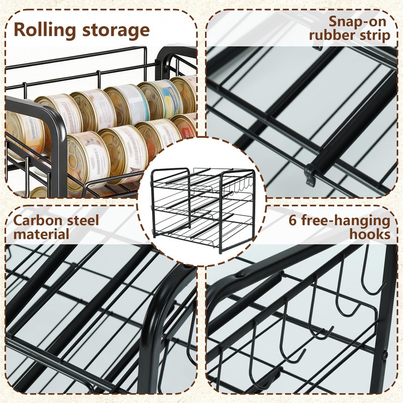 Iron Cat Food Container, Can Organizer for Pantry, Pet Food