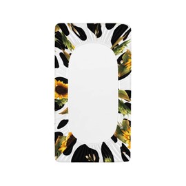 HUISEFOR Sunflower Changing Table Pad Cover Cow Print Changing Pad Covers for Girls Boys Baby Bassinet Cradle Mattress Sheets Soft Breathable