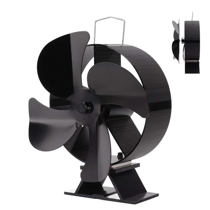 Heat Powered Stove Fan Aluminum Alloy 4 Blades Strong Wind