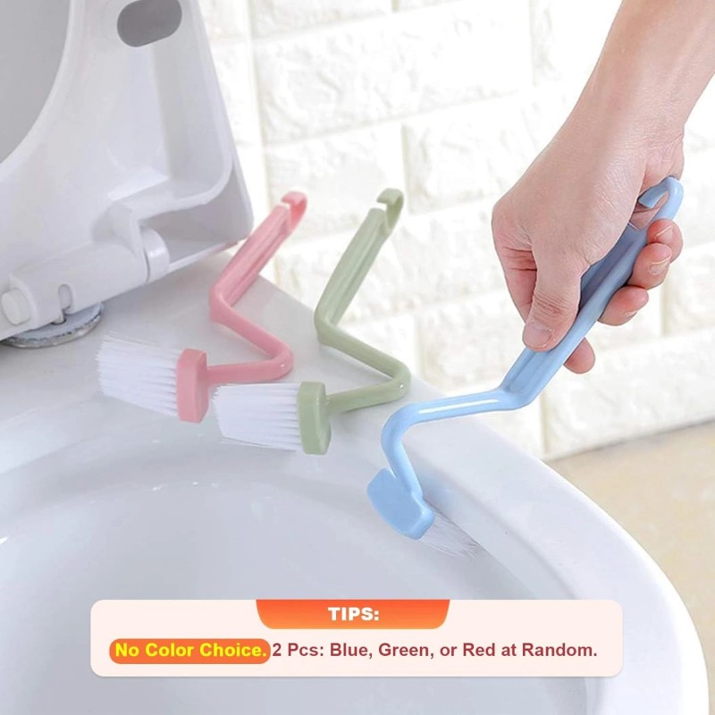 Mziart 8" V-Shaped Plastic Toilet Brush, Curved Rim Cleaner 2-Pack