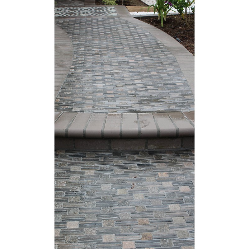 Intrend Tile LS019-G-sample Landscape Wonder Green Quartzite Basketweave Interlocked Mosaic