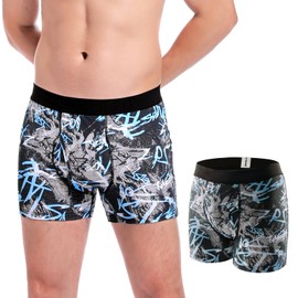 Carer Washable Incontinence Underwear for Men Reusable Mens Urinary Incontinence Box Briefs for Bladder Leak Protection 100ml Front Absorbency Cotton Leakproof Underwear Pattern 3XL