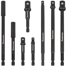 Fourrobber 8-Piece Hex to 1/4 Inch 3/8 Inch 1/2 Inch Square Drill Chuck Adapter