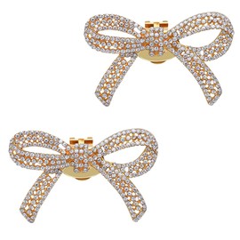 1 Pair Rhinestone Shoe Clips Classic Detachable Bow Heels Accessories Shoe Decoration Fashion Bridal Wedding Shoe Charms Gold