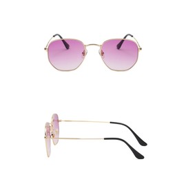 WDZAYXC Classic Polygonal Embossed Design Sunglasses with Metal Frame for Men and Women, UV Protection, Gold/Purple