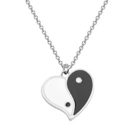 Yin and Yang Heart Shape Necklace Yin Yang Symbol Charm Necklace Yin and Yang Jewelry (Yin and Yang -N CA)