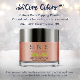 SNS Nail Dip Powder, Gelous Color Dipping Powder - Creamy Mauve (Brown/Tan, Shimmer) - Long-Lasting Dip Nail Color Lasts 14 Days - Low-Odor & No UV Lamp Required - 1oz