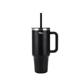 ZAFiNCO - Vaso de viaje de acero inoxidable de 32 onzas, triple sellado, a prueba de derrames, con tapa y pajita, para escuela, oficina, viajes y todos los deportes al aire última intervensión (NEGRO,