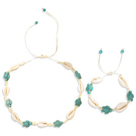 Shell Necklace Bracelet Set Beach Seashell Starfish Choker Necklaces Jewelry Shell Anklets Summer Stuff Accessories Outfits for Women