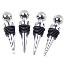 4 Pcs Silver Ball Red Wine Stopper, Keeping Your Wine Fresh, Widely Used for Party Wine Stopper and Decoration, also Good Gifts for Party Favors (4)
