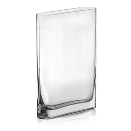 CYS Excel Jarrón de vidrio para libro (altura: 30 cm, abierto: 18 x 5 cm), varias opciones de tamaño redondo, florero ovalado de borde redondo, rectangular para centro de mesa de boda