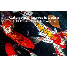 AlpineReach Koi Pond Netting Kit 40 x 40 ft Black Heavy Duty Woven Fine Mesh Net Cover for Leaves - Protects Koi Fish from Blue Heron Birds, Cats & Predators – Reusable & Stakes Included