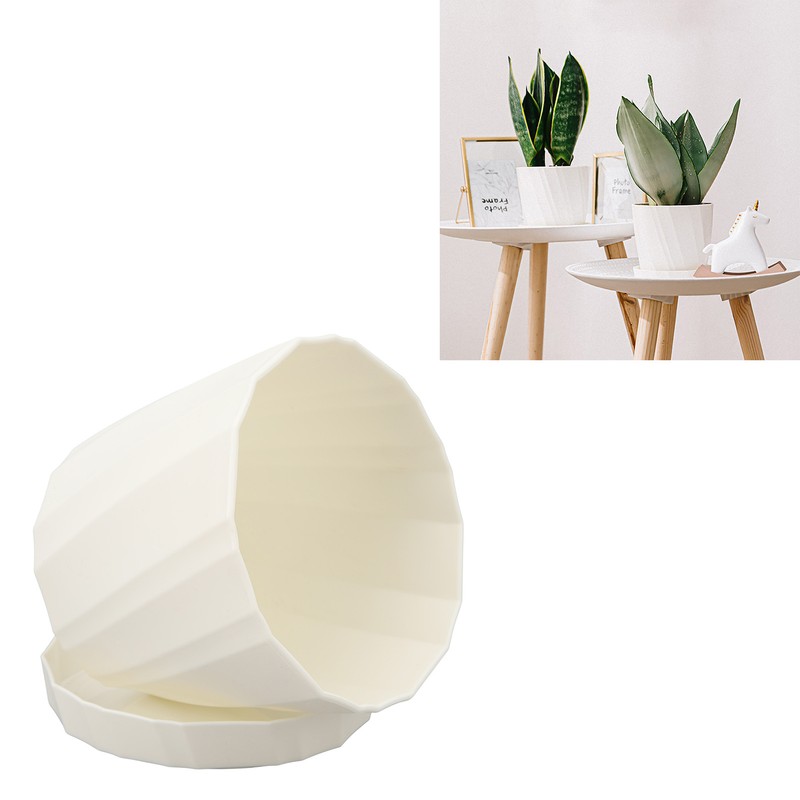 5 PCS Indoor Plant Pots with Base PP White Beautiful
