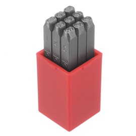 sourcing map 9pcs Number Stamp Set 1/8" 3mm Reverse Punch High Tool Steel 0-9 Punch Press Tools Metal Stamps Set Hammer Hand Punch for Metal Plastic Wood Leather Brass Stamping