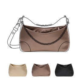 Luxury Silk Purse Organizer for Boulogne - Silky Smooth Handbag Insert with Hidden Zipper, Lightweight and Supportive Tote Shaper for Elegant Storage(Brown)