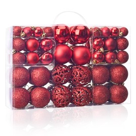 MeetXmas 100PCS Christmas Tree Balls Ornaments, Red Christmas Ball Ornaments for Christmas Tree, Shatterproof Hanging Christmas Tree Decorations