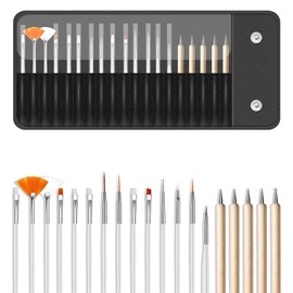AUOCATTAIL Nail Art Brushes Set 20 pcs Multifunctional Nail Polish Brushes for Nail Art Design Gel Nail Dotting Tool for Nail Extension Manicure for Home Salon Gifts