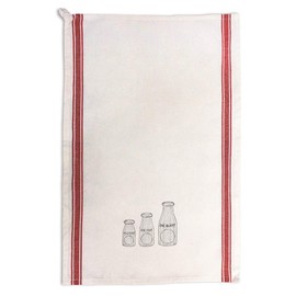 Custom Decor Kitchen Towels Flint Glass Milk Bottles Vintage Look Food & Beverage Dairy Food & Beverage Dairy Cleaning Supplies Dish Towels Red Stripe Design Only