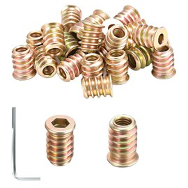 jwtyu Pack of 45 Screw-In Nuts M6 x 10 mm M6 Galvanised Ramp Sleeve with Wrench Hexagon Socket Thread Insert Wood for Fibreboard Plywood and Wooden Furniture