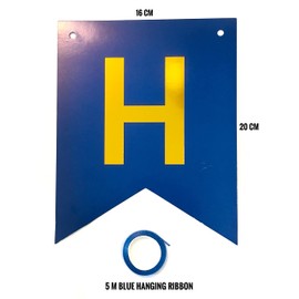 Happy Birthday Banner Blue Navy Gold Bunting Sign for Men Boys Women Girls with Shimmering Gold Foil Letters Party Decorations Backdrop