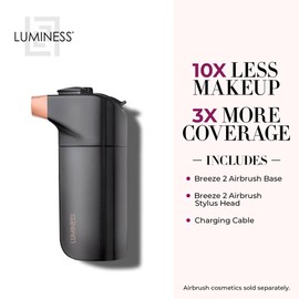 LUMINESS Breeze 2 Airbrush Makeup System - Rechargeable Airbrush Kit - Cordless Spray-On Make up Airbrush Kit - Portable Makeup Sprayer with No-Mess Tip - Airbrush Foundation Kit
