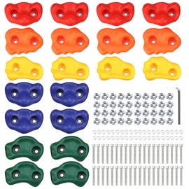 Yaegoo 20 PCS Climbing Holds for Kids, Rock Wall Climbing Kit with Mounting Hardware, Climbing Rock Wall Holds for Indoor and Outdoor Playground Play Set