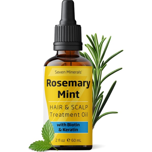 NEW Rosemary Oil for Hair Growth, Infused with Biotin, Keratin, Mint and Natural Hair Strengthening Oils, Naturally Thicker, Longer, Softer Hair for Men & Women (2 fl oz)